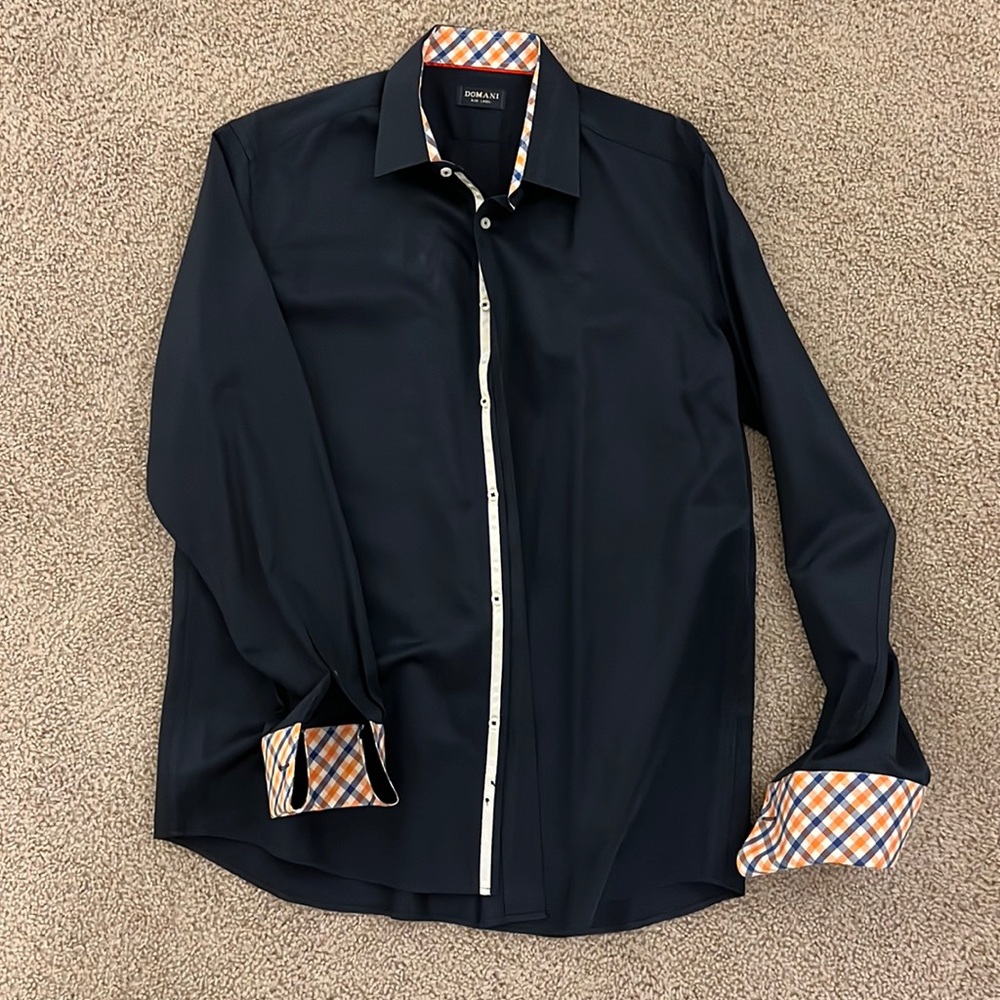 Men’s French Cuff navy button down